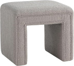 Get Set Style Vanity Stool Chair,Modern Boucle Ottoman Foot Stool with Wooden Legs Sofa Bench Footstool Extra Seat for Vanity,Makeup Room,Living Room,Entryway,Office (Fully Assembled) (Taupe)