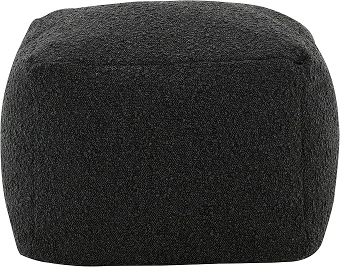 SAFAVIEH Couture Collection Samuels Black Boucle Ottoman Square Pouf (Fully Assembled)
