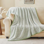 EMME Soft Sherpa Fleece Blanket Reversible Plush Fluffy Large Blanket, Light Weight Warm Decorative Boho Blanket Cover for Sofa, Couch, Bedroom,Travel(Plush Sage,60"x80")