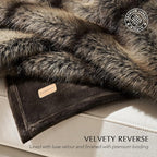 EVERGRACEHOME Luxury Faux Fur Throw Blanket, Soft Fluffy Faux Mink Blankets for Bed, Couch, Sofa, Thick Cozy Plush Warm Fur Throws with Reversible Velvet, Ombré Sable Brown, 60"x80"