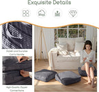 HIGOGOGO Pouf Ottoman Stuffed Square Modern Foam Filled Foot Rest Poufs 20 X 18 Inches Modular Ottomans Separated Into Floor Cushions for Living Room Chair Decorative Stool, Dark Grey