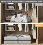 2-Pack Under Bed Storage Containers, 4.5 Inches Tall Low Profile Underbed Clothes Storage Organizer Bin with Sturdy Sidewalls/Bottom, Underbed Storage Bins 2 Storage Thin Bins