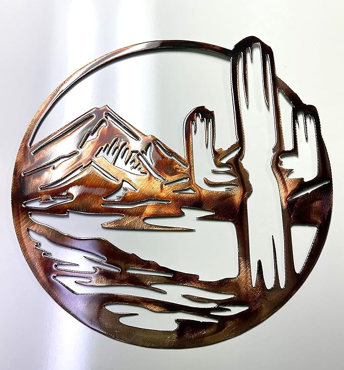 Arizona Cactus Circle Metal Wall Art - Copper - 14" x 13 3/4"