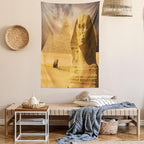 Ambesonne Egyptian Print Tapestry, Sphinx Face Other Pyramids in Egypt Old Historical Monument, Fabric Wall Hanging Decor for Bedroom Living Room Dorm, 23" X 28", Amber Sand Brown