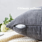 GAWAMAY Decorative Square Throw Pillow Covers 20"x20" Inch Set of 2, Super Soft Chenille Pillows Cover Fall Pillowcase for Living Room Bedroom Sofa Couch Cushion Cover Grey 50x50cm (No Insert)