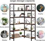 Corner Bookshelf 6-Tier, Tall Book Shelf L-Shaped, Large Etagere Bookcase Industrial Style with Metal Frame for Home Office Shelves