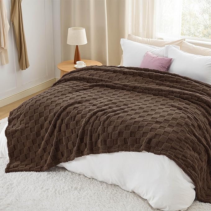 Bedsure GentleSoft Blankets Queen Size for Bed - Super Soft Cozy Blanket for Women Men Girls, Large Fuzzy Fleece Throw for Bedroom Decor, Brown, 90x90 Inches