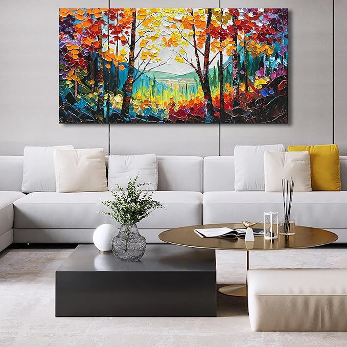 Art Hand-Painted Natural Scenery Oil Painting Forest Scenery Large Canvas Wall Art Decoration 30×60 Inches