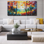 Art Hand-Painted Natural Scenery Oil Painting Forest Scenery Large Canvas Wall Art Decoration 30×60 Inches