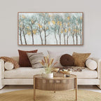 Wall Art Modern Artwork Canvas Prints Framed Picture Green Plant Forest Abstract Tree Contemporary Wall Art Bedroom Living Room Office Decoration Framed Ready To Hang 24x48 Inch