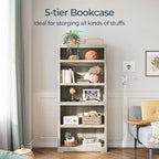 LINSY HOME 5-Shelf Bookcase, Bookshelves Floor Standing Display Storage Shelves 68 in Tall Bookcase Home Decor Furniture for Home Office, Living Room, Bed Room - Light Brown