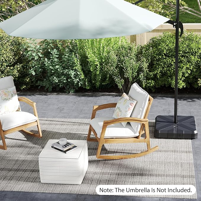 HAPPYGRILL Offset Patio Umbrella Base, Heavy-Duty Water and Sand Filled Umbrella Stand w/Cross Bracket, Portable Umbrella Stand w/Handles for Garden, Backyard, and Poolside, Supports up to 176 lbs