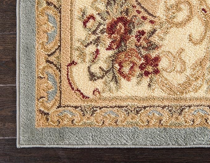 Rugs.com Chateau Collection Rug - 13 Ft Runner Light Blue Medium Pile Rug