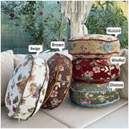 Round Tapestry Decorative Pillow (Beige, 16" x 3")