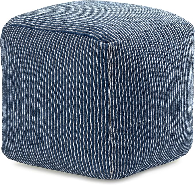 Anji Mountain 100% Handmade & Handcrafted Comfortable Home Décor Pouf Ottoman Footrest for Living Room, Bedroom, Nursery, Kidsroom, Patio Furniture - (20" x 20" x 20" - Sailor Blue)