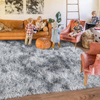 Rugs for Living Room 8x10, Soft Shaggy Modern Shag Area Rug for Bedroom, Upgrade Non-Slip Plush Fluffy Carpet for Kids Boys Girls Room Home Decor Aesthetic, Light Grey