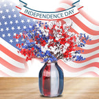 4th of July Red White and Blue Decorations Flowers 12 Bundle Artificial Babys Breath Fake Silk Patriotic Flowers for Independence Day Americana Home Decor Floral Indoor Arrangement Table Centerpieces