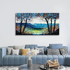 Diathou Art Hand-painted 24x48 inch mountain scenery oil painting Art Forest scenery canvas wall art decoration