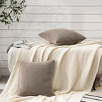 GAWAMAY Decorative Square Throw Pillow Covers 20"x20" Inch Set of 2, Super Soft Chenille Pillows Farmhouse Fall Pillowcase for Living Room Bedroom Sofa Couch Cushion Cover Taupe Grey 50x50cm