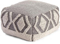 Anji Mountain 100% Handmade & Handcrafted Comfortable Home Décor Pouf Ottoman Footrest for Living Room, Bedroom, Nursery, Kidsroom, Patio Furniture - (22" x 22" x 16"- Gray,Ivory)