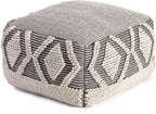 Anji Mountain 100% Handmade & Handcrafted Comfortable Home Décor Pouf Ottoman Footrest for Living Room, Bedroom, Nursery, Kidsroom, Patio Furniture - (22" x 22" x 16"- Gray,Ivory)