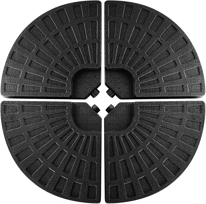 Giantex 4-Piece Cantilever Umbrella Base, 203 lbs Patio Offset Umbrella Base, Sand & Water Filled, Round Outdoor Market Umbrella Weights with Carry Handles for Garden Backyard Poolside