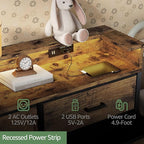 BOLUO Brown Dresser with LED Light and Charging Station for Bedroom 6 Drawer Dresser with USB Outlet, Fabric Dressers & Chests of Drawers Modern