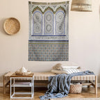 Ambesonne Orient Tapestry Twin Size, Nostalgic Moroccan Architecture Stone Carving and Motifs Majestic Ottoman Empire, Wall Hanging Bedspread Bed Cover Wall Decor, 68" X 88", Grey Blue