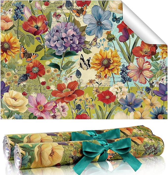 BBTO 20 Sheet Scented Drawer Liners for Dressers 15.8" x 22" Scented Fragrant Cabinet Paper Liners Non Adhesive Drawer Paper Mats for Bedroom Home Closet Shelves(Flower)