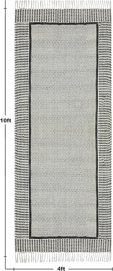 Kilim Runner 2.6x4 Cotton Runner Rug Gray & Beige Flatweave Runner 0.19 inches Stone Easy Washable Hand Wash Cotton Carpet Indoor Outdoor Runner Rugs for Kitchen, Bedside, Enterway