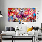 CIRABKY Dance Canvas Wall-Art for Bedroom Girls - Graffiti Wall Art for Living Room - Colorful Pictures Big Poster Size 29" x 59"