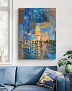Art Hand-Painted Abstract Landscape Oil Painting Sea Landscape Modern Abstract Art Home Wall Decoration 40x28 Inches