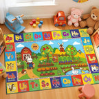 Upgrade Ultra Non Slip Kids ABC Rug for Kids Playroom, 3x5 Washable Alphabet Educational Learning Play Mat for Toddlers Baby Boys Girls, Colorful Farm Carpet for Nursery, Classroom & Bedroom, 36"x60"