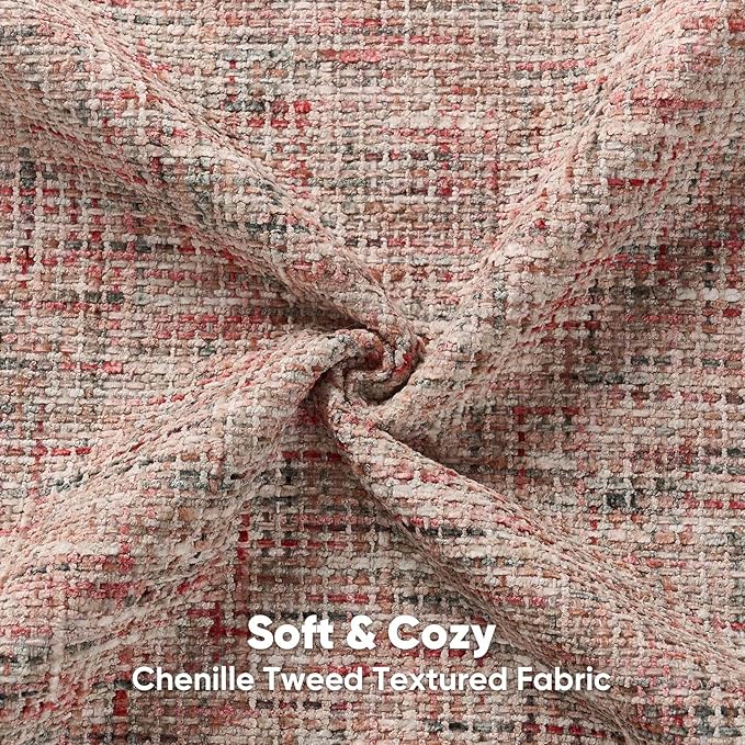 FUTEI Blush Decorative Throw Pillow Covers 20x20 Inch Set of 2,Soft Chenille Tweed Textured Cushion Case,Modern Home Decor for Couch Bed Living Room