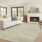 Art&Tuft Washable Rugs 6x9, Low Pile Area Rugs for Living Room - Non Slip and Stain Resistant Soft Thin 6x9 Rug for Bedroom, Dining Room, Kitchen, Office, Green