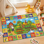 Upgrade Ultra Non Slip Kids ABC Rug for Kids Playroom, 5x8 Washable Alphabet Educational Learning Play Mat for Toddlers Baby Boys Girls, Colorful Farm Carpet for Nursery, Classroom & Bedroom, 60"x96"