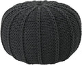 Christopher Knight Home Agatha Knitted Cotton Pouf, Dark Grey Small