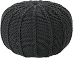 Christopher Knight Home Agatha Knitted Cotton Pouf, Dark Grey Small