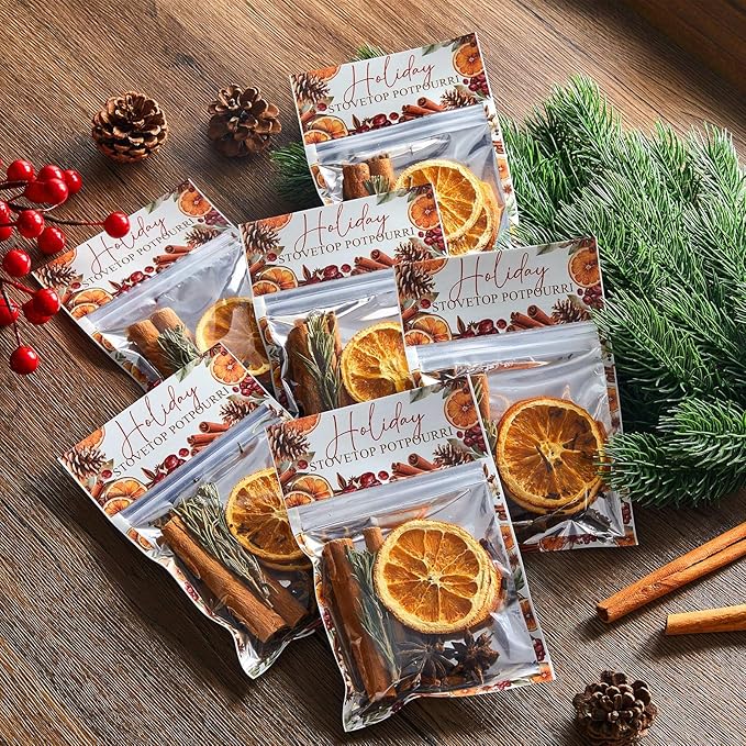 24 Pcs Christmas Potpourri Simmer Pot Kit Christmas Scent Stocking Gifts Holiday Stovetop Potpourri for Home Fragrance Housewarming Hostess Gift