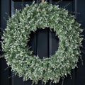 32'' Large Eucalyptus Wreath for Front Door, Porch- Artificial Eucalyptus and Lavender with Babys Breath Flowers Wreath for Home, Farmhouse Wall Decor- Spring, Summer, Fall, All Seasons (White-Green)