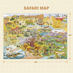 Desert Adventure Kids Rug 5x7 – Safari Animal Map Carpet with Lions, Elephants, Giraffes & Tribes – Educational Play Mat for Baby Bedroom, Classroom, or Playroom, Gold and Vibrant Decor