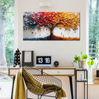 Tree Pictures Wall Art Living Room - Colorful Canvas Wall Art Bedroom Aesthetic - Modern Wall Decoration for Office Size 24" x 48"