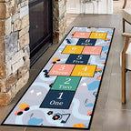 Hopscotch Game Long Hallway Rug Runners, 1.3x7ft, Cartoon City Car Road Bedroom Carpet, Shed Resistant Low Pile Carpets, Machine Washable Soft Non Slip Rugs for Nursery Dorm Family