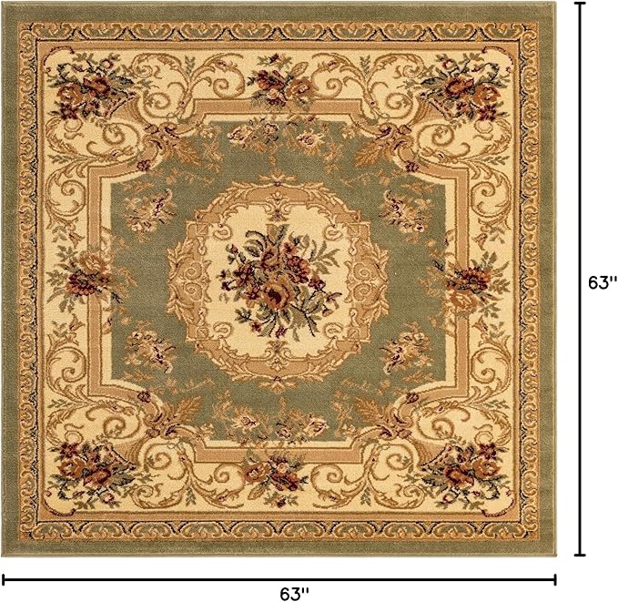 Rugs.com Chateau Collection Rug - 5 Ft Square Green Medium Pile Rug