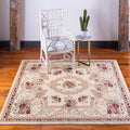 Rugs.com Chateau Collection Rug – 4 Ft Square Cream Medium Rug Perfect for Living Rooms, Kitchens, Entryways