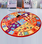 Furnish my Place 745 ABC with Animal ABC Area Rug for Kids | Educational Alphabet | Animals Children Rug | Contemporary Design | Multicolor (7' 10" Round)