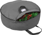 Primode Heavy Duty Wreath Storage Bag 36" | Garland Wreaths Container with Handles | Durable 600D Oxford Polyester Material Xmas Holiday Wreaths Storage Holder (Gray)