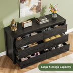 GarveeHome 6 Drawer Dresser for Bedroom, Wide Wood Chest of Drawers Handle Free, Large Modern Dresser Storage Cabinet for Living Room, Hallway Entryway