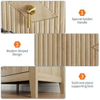 GarveeHome Wood Nightstand Fluted Dresser for Bedroom, 27.5" Wide 3-Drawer Bedside Tables, Modern Chest of Drawers, Storage End Table Living Room, Hallway, Entryway, Natural Oak