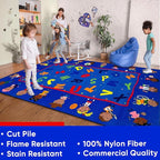 KIDCARPET.COM Friends Together Rectangle Classroom Rug | Bordered Area Rug for Preschool Daycare Learning, 7'6" x 12'